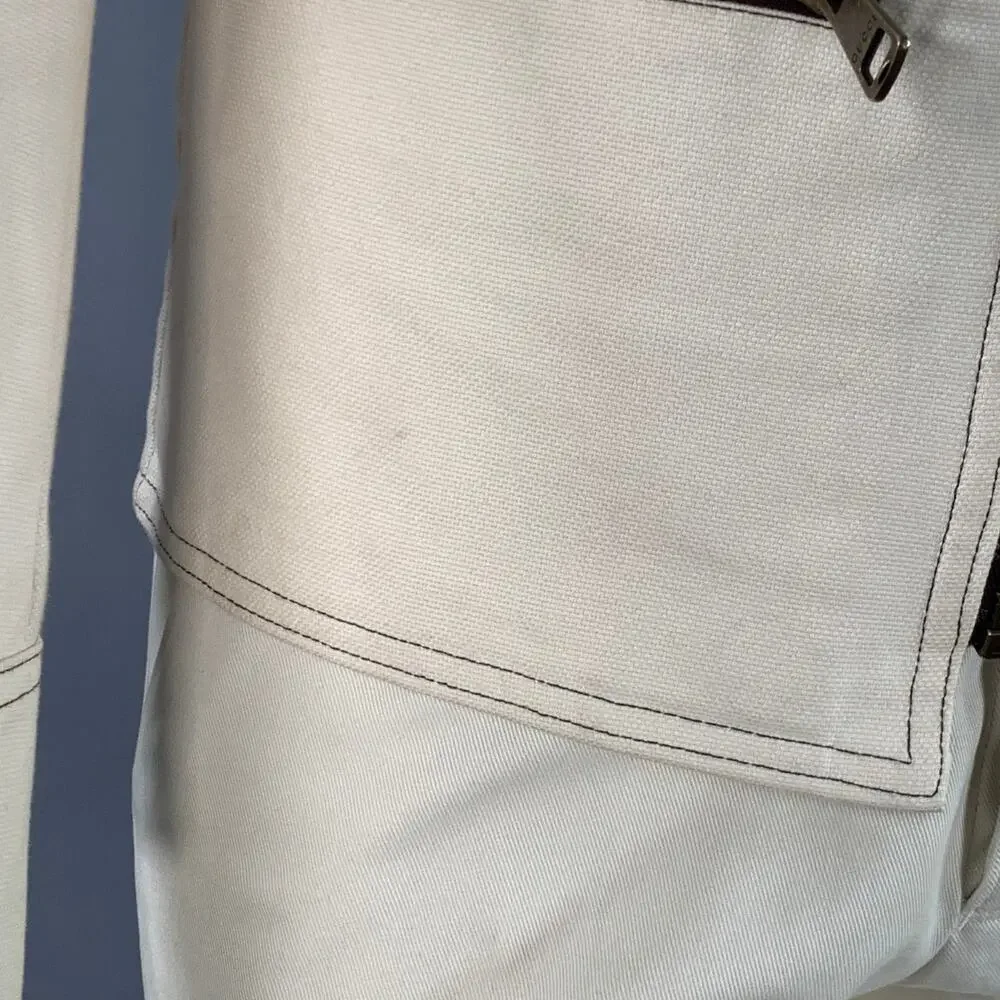 GUCCI by TOM FORD Vintage 36 Cream Contrast Stitch Cotton Western Zip Up Suit